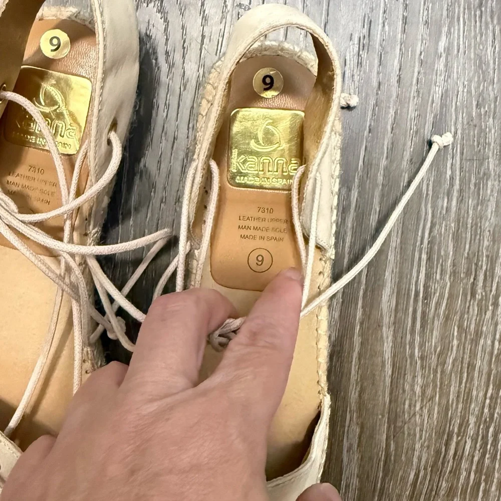 Anthropologie Kanna Women's Beige Suede‎ Lace Up Espardrilles Size 40/9